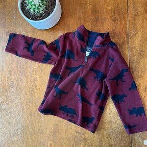 The Children’s Place Dino Fleece Pullover 3T Burgundy Half Zip Toddler